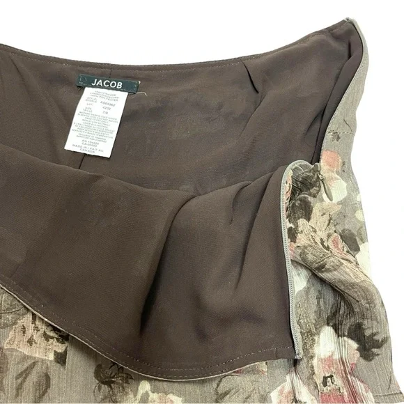 Vintage Jacob A line floral mini Skirt size 7/8 brown floral - Picture 4 of 15